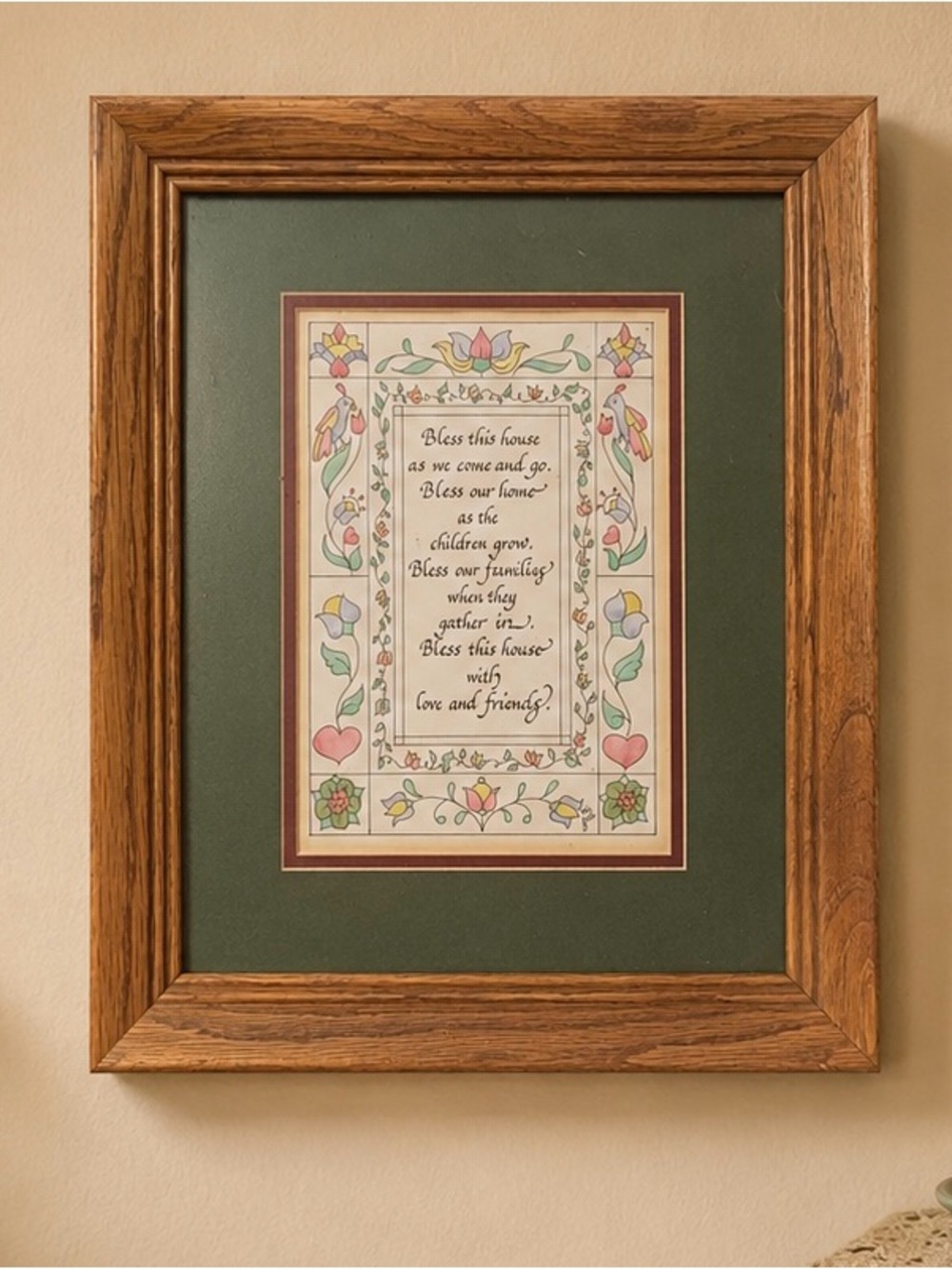 Vintage Bless This House Framed Poem Framed Wall Art  Granny Cottage Core 13x16”